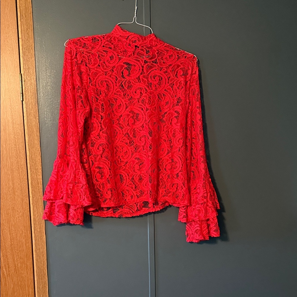 Ashley Stewart Scarlet Lace Blouse